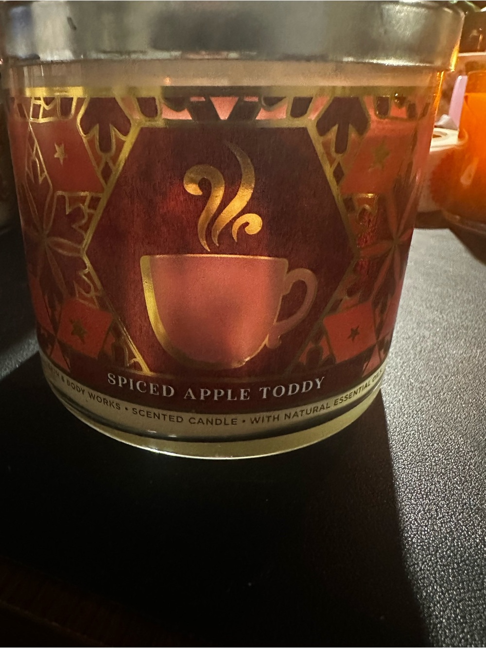 Bath & Body Works Spiced Apple Toddy Candle - Red & Gold Decorative Jar